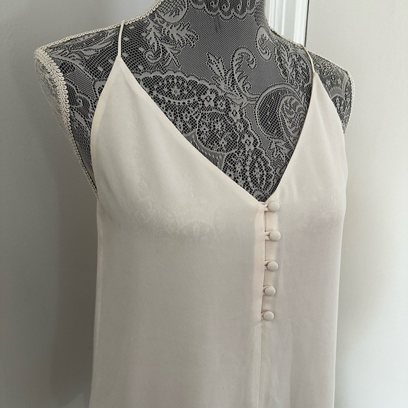 Women’s Loft Small Flowy Chiffon White Spaghetti Strap Halter Blouse - Picture 12 of 14